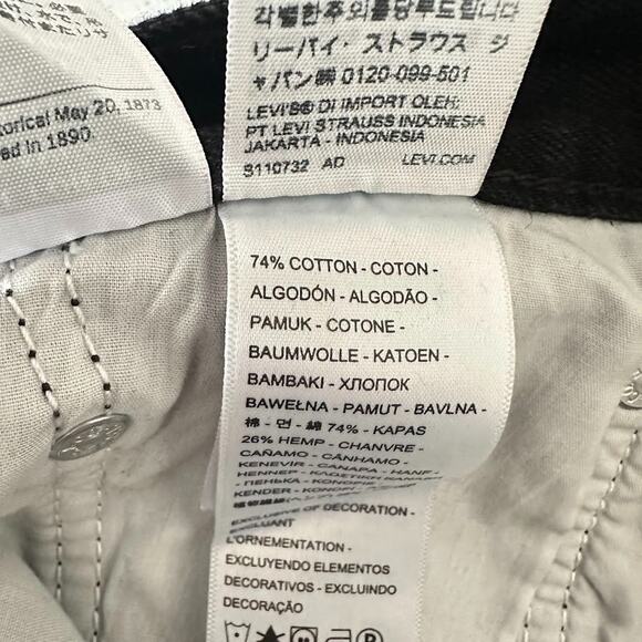 Levi's Mens Jeans Black 31 x 30 5-Pocket Style Straight Leg Cotton Hemp - Picture 9 of 11